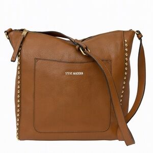 NWOT Steve Madden Large Gold Tone Studded Brown Bag